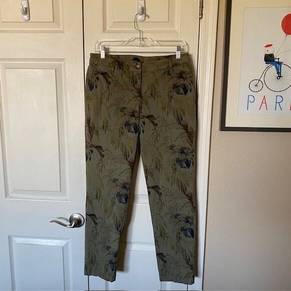 Tommy Bahama Straight Leg Pants Green Tropical Floral Palm Print‎ Women's 6 - Picture 1 of 11
